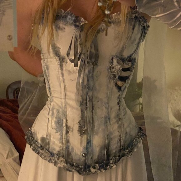 Corpse Bride Emily Custom Halloween Costume with Rib Detail Corset XS/S - Picture 8 of 8